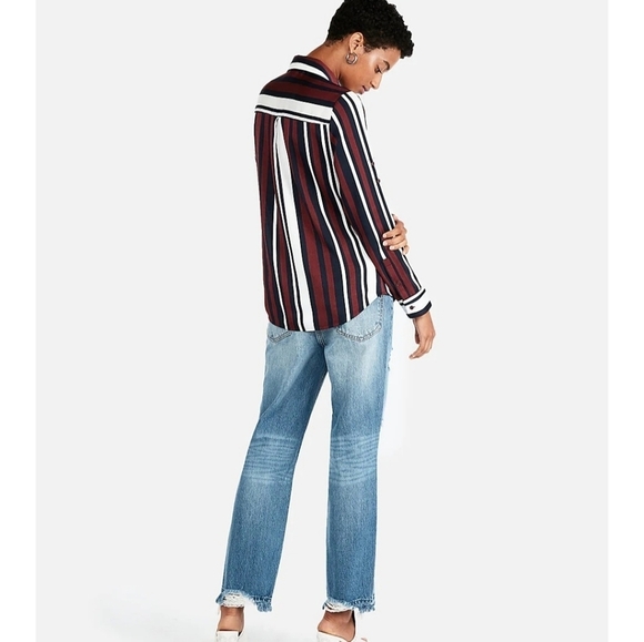 Express Slim fit portfolio stripped button down top - Picture 8 of 11